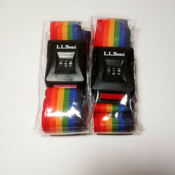2 Adjustable Combination Lock Suitcase Luggage Strap  L.L. Bean Rainbow Colors - Picture 1 of 8